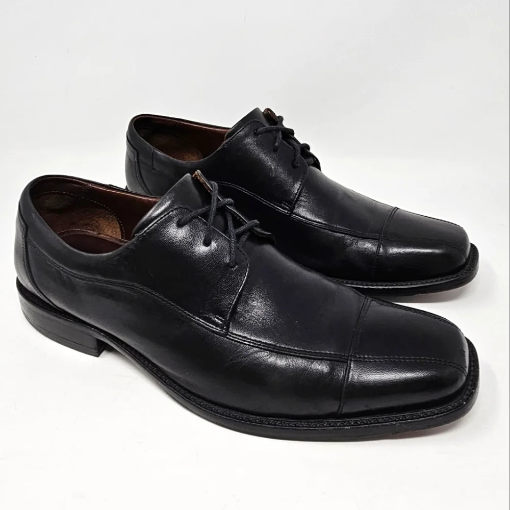 Johnston & Murphy Dobson Black Leather Cap Toe Sheepskin Lining‎ Mens Size US 11
